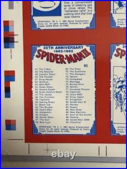1962-1992 Comic Images SPIDER-MAN 30th Anniversary UNCUT SHEET Trading Card Set
