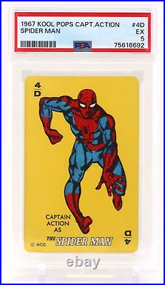 1967 Kool Pops Captain Action Card Game SPIDERMAN #4D PSA 6 RARE MARVEL