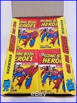 1974 Topps COMIC BOOK HEROES Full 36 Ct. Wax Box Spiderman Capt America MARVEL