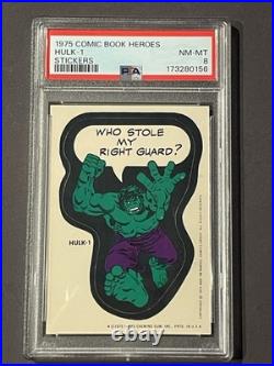 1975 Topps Marvel Comic Book Heroes Stickers Hulk-1 PSA 8 NM-MT 1st Edition