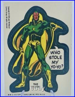 1976 Topps The Vision Marvel Super Heroes Sticker MCU Very Nice? Stan Lee