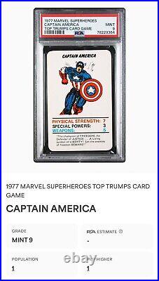 1977 Marvel Superheroes Captain America Top Trumps Card Game Psa 9 Mint Pop 1