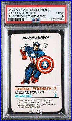 1977 Marvel Superheroes Captain America Top Trumps Card Game Psa 9 Mint Pop 1