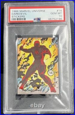 1986 Marvel Universe Stickers Daredevil #14 PSA 10 Rare Pop 9 1986 Marvel Universe Stickers Daredevil #14 PSA 10 Rare Pop 9
