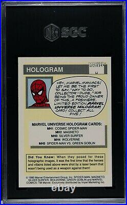 1990 Impel Marvel Universe COSMIC SPIDERMAN Hologram Trading Card MH1 SGC 8 psa