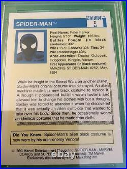 1990 Marvel Series 1 Trading Cards Black Suit Spider-Man #2 PSA 10 Low POP