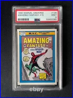 1990 Marvel Universe Amazing Fantasy #15 Spider-Man PSA 9 MINT MVC #126 Comics
