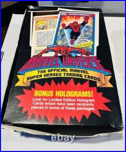1990 Marvel Universe Complete Set with Holograms and Vendors Box ALL 167 CARDS