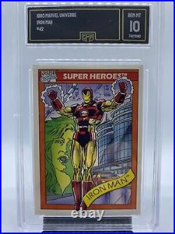 1990 Marvel Universe IRON MAN #42 10 GEM MINT RC Card Avengers