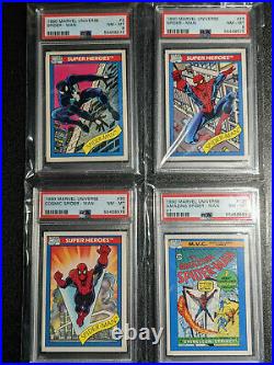 1990 Marvel Universe PSA 8 Spider-Man Lot of four (4) Black Costume Cosmic