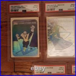 1990 Marvel Universe Series 1 Complete 5 Card HOLOGRAM Set MH1-MH5 Graded