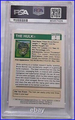 1990 Marvel Universe Series 1, Recently Graded, The Hulk #3, PSA 9 MINT, POP 374