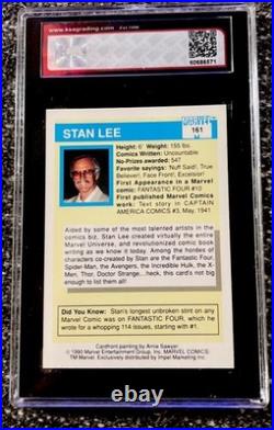 1990 Marvel Universe Stan Lee #161 MCU Marvel Comics Card GEM MINT KSA 10