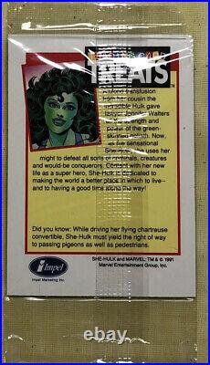 1991 Impel Marvel Trading Card Treats Pack Wolverine (Top) She-Hulk Back Damaged