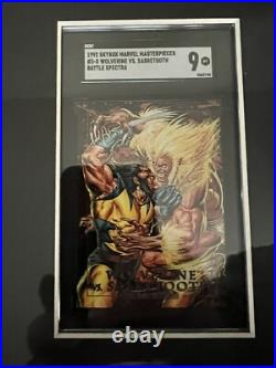 1992 MARVEL MASTERPIECES INSERT DYNA-ETCH FOIL BATTLE SET ALL SGC 9 with FRAME