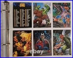 1992 Marvel Masterpieces Complete Base Set + ALL 5 Battle Etch Set + Card Binder