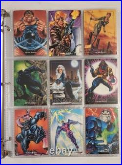 1992 Marvel Masterpieces Complete Base Set + ALL 5 Battle Etch Set + Card Binder