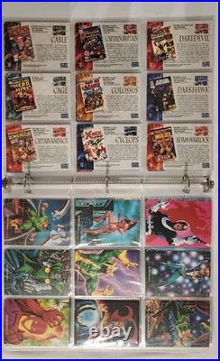 1992 Marvel Masterpieces Complete Base Set + ALL 5 Battle Etch Set + Card Binder