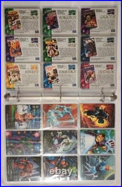 1992 Marvel Masterpieces Complete Base Set + ALL 5 Battle Etch Set + Card Binder
