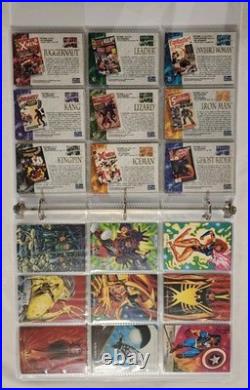 1992 Marvel Masterpieces Complete Base Set + ALL 5 Battle Etch Set + Card Binder