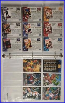 1992 Marvel Masterpieces Complete Base Set + ALL 5 Battle Etch Set + Card Binder