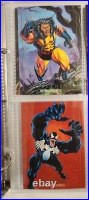 1992 Marvel Masterpieces Complete Base Set + ALL 5 Battle Etch Set + Card Binder