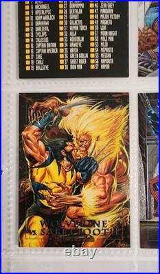 1992 Marvel Masterpieces Complete Base Set + ALL 5 Battle Etch Set + Card Binder