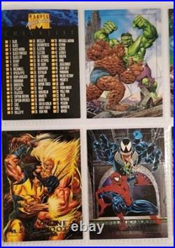 1992 Marvel Masterpieces Complete Base Set + ALL 5 Battle Etch Set + Card Binder