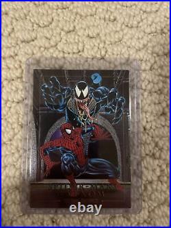 1992 Marvel Masterpieces Spiderman vs Venom Battle Spectra Etch Error/misprint