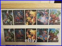 1992 SkyBox Marvel Comic Masterpieces Uncut Sheet Dyna Etch Spectra Set Card A