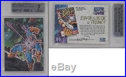 1992 SkyBox Marvel Masterpieces #2-D Silver Surfer vs Thanos BGS 9 Card k4g