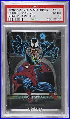 1992 SkyBox Marvel Masterpieces #4-D Spider-Man vs Venom PSA 10 GEM MT READ 2ph