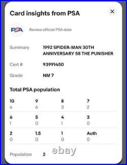 1992 Spider-Man 30th Anniversary THE PUNISHER #58 /PSA 7 /ASM #129-POP 2