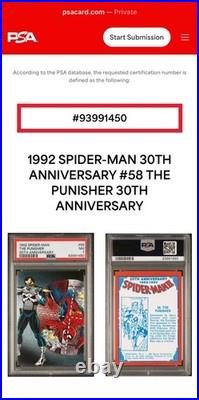 1992 Spider-Man 30th Anniversary THE PUNISHER #58 /PSA 7 /ASM #129-POP 2