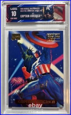 1994 Marvel Masterpieces Gold Foil Sign Series Captain America #18 Lgs 10 Gem Mt