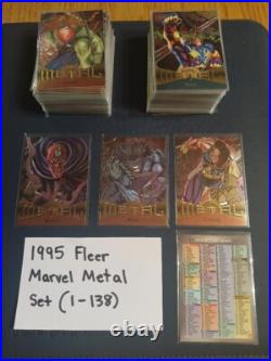 1995 MARVEL METAL COMPLETE SET 138 CARD BASE SET (1-138) with Protective Sleeves