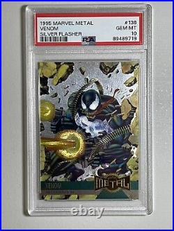 1995 Marvel Metal Silver Flasher Parallel Card VENOM ALTERNATE M #136 PSA 10