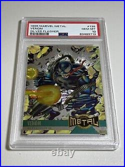 1995 Marvel Metal Silver Flasher Parallel Card VENOM ALTERNATE M #136 PSA 10