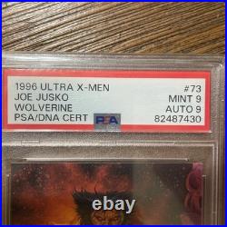 1996 Fleer Ultra X-Men #73 Wolverine PSA 9 Joe Jusko AUTO 9 Deadpool back