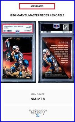 1996 Marvel Masterpieces #55-CablePSA 8, #56-StryfePSA 7, #57-GenesisPSA 7