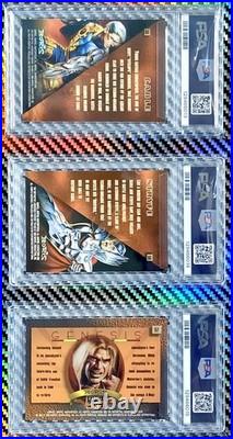 1996 Marvel Masterpieces #55-CablePSA 8, #56-StryfePSA 7, #57-GenesisPSA 7