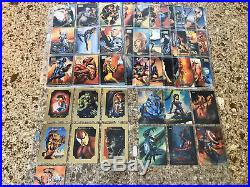 1996 Marvel Masterpieces Base Set Double Impacts Gold Gallery Plus Empty Pack Nm