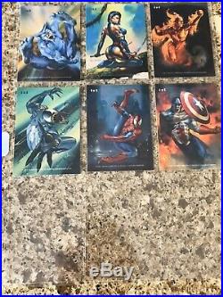 1996 Marvel Masterpieces Base Set Double Impacts Gold Gallery Plus Empty Pack Nm