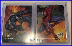 1996 Marvel Masterpieces Duels #79 Venom PSA 8 and #80 Spider-Man