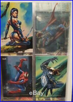 1996 Marvel Masterpieces Fleer Skybox card base set, double impact + gold cards