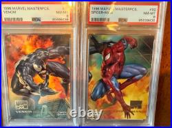 1996 Marvel Masterpieces Venom Spider-Man #79 #80 Duels PSA 8