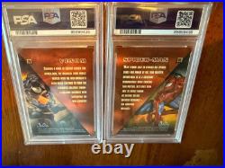 1996 Marvel Masterpieces Venom Spider-Man #79 #80 Duels PSA 8