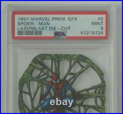 1997 Marvel Prem. QFX Lazerblast Die-Cut Trading Card- Spider-Man #2 PSA 9