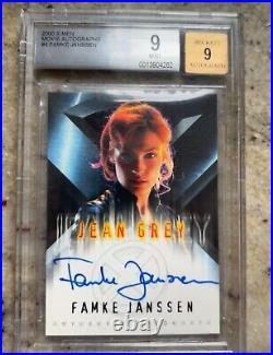 2000 Famke Janssen Topps Marvel X-Men Autograhed Card As Jean Grey Auto Bgs 9