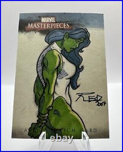 2007 Marvel Masterpieces Sketch She Hulk by Kate Red Bradley